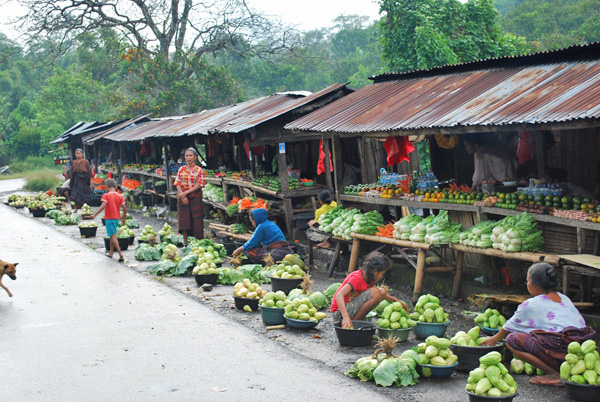 Local exotic market on Flores Island in Indonesia