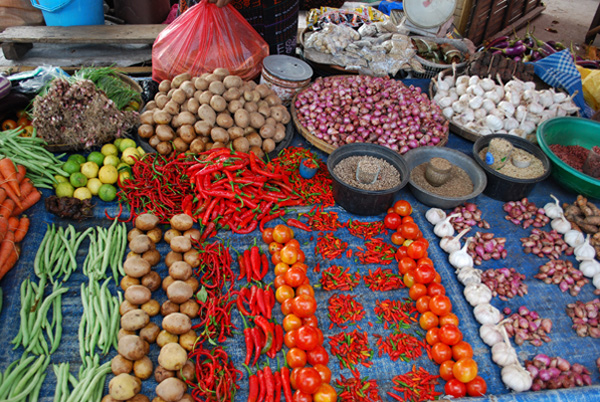 colorful markets on Flores island in Indonesia